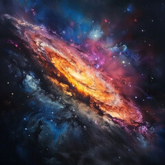 Fototapeta premium Galactic Dreams Oil-Painted Space Odyssey