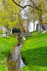 Unterer Grabenweg und Stadtmauer von Isny im Allgäu (Baden-Württemberg) 