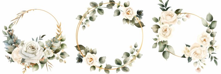 Elegant Floral Wreath Design for Wedding Invitations Generative AI