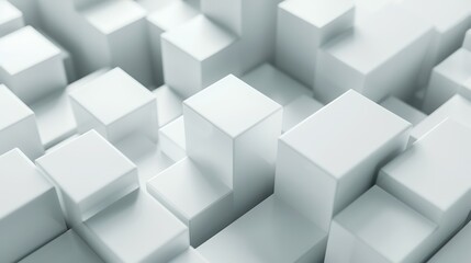 Abstract 3d rendering of white cubes background. Cubes pattern.