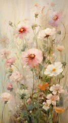 Blooming meadow flowers painting plant petal