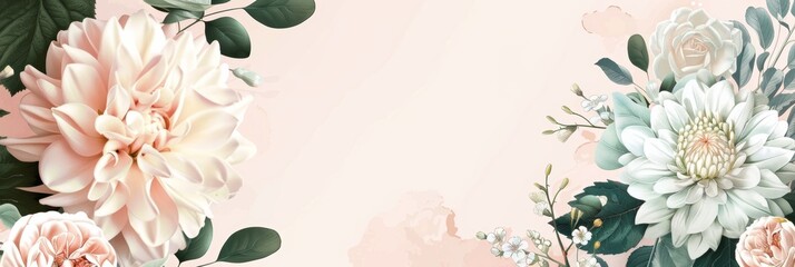 Floral Frame with Sage and Blush Pink Flowers Generative AI