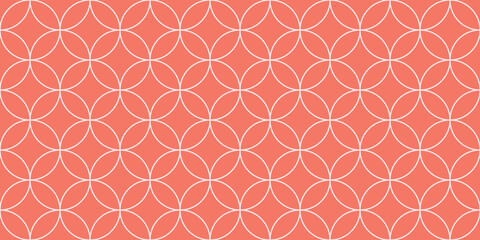 Seamless geometric pattern with coral overlapping circles. Abstract Overlap Circle Pattern.