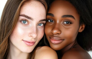 Diverse beauty portrait of two young women