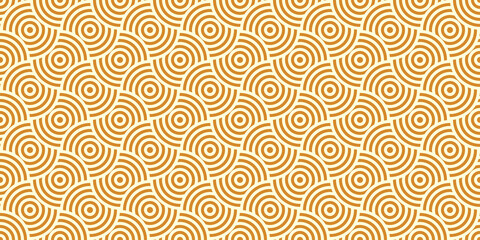 Fototapeta premium Japanese seamless pattern in oriental geometric traditional style.Circle ornament.Golden abstract asian creative motif. Vintage tiger.