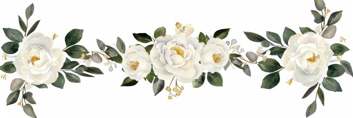 Delicate Floral Bouquet with White Roses and Peonies Generative AI