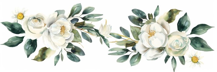 Delicate Floral Bouquets and Frames for Wedding Decor Generative AI