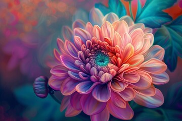 Vibrant Digital Art of a Blossoming Flower
