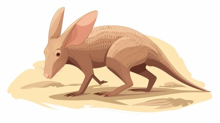 Simplistic and charming, this illustration features a friendly aardvark against a warm tan background in a cute style