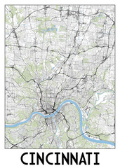 Cincinnati Ohio USA map poster art