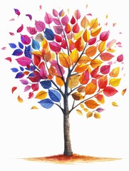 Colorful artistic rendering of a tree with vibrant autumn leaves