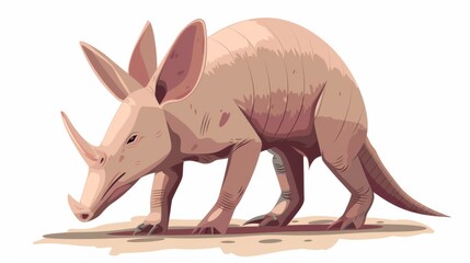 Fototapeta premium Stylized depiction of a prehistoric aardvark-like animal in a calm, neutral-toned setting