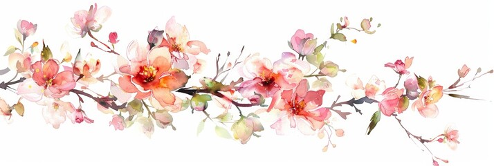 Delicate Watercolor Flowers on White Generative AI