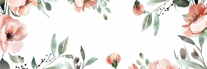 Delicate Floral Frames in Watercolor Style Generative AI