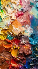 Vibrant oil paint strokes on canvas