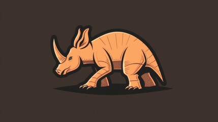 Dynamic and modern depiction of a Triceratops dinosaur in a simplistic yet impactful silhouette...