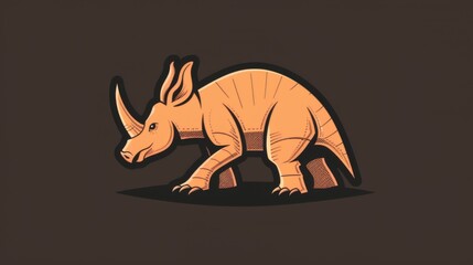 Dynamic and modern depiction of a Triceratops dinosaur in a simplistic yet impactful silhouette style