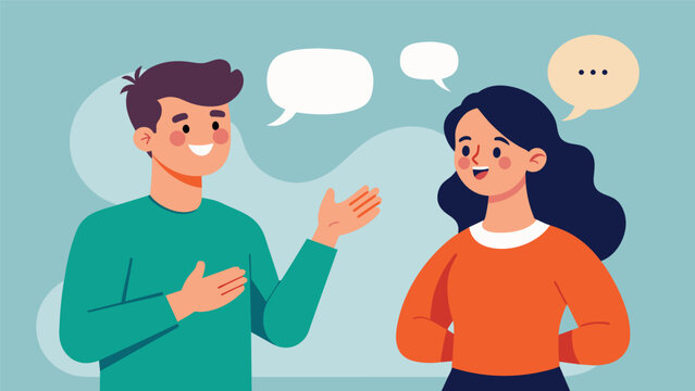 The couple practicing active listening techniques each taking turns speaking and reflecting on what the other has said.. Vector illustration