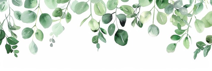 Eucalyptus Leaves Frame on White Background Generative AI