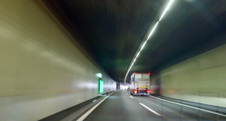 Der Rosenbergtunnel auf der A1 Zürich Richtung St. Gallen (Schweiz)