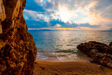 spectacular summer seascape, Brela resort, Makarska riviera, Dalmatia, Croatia, Europe, amazing...