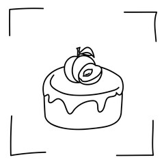 Vector. Contour icons. Line icons of desserts and sweet dishes. Cakes with fruit and nut toppings, ice cream in sketch style. Icons set,  stroke. Hand signs. Set of doodle desserts and sweets.