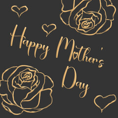 Happy Mother's Day, flatlay backdrop with roses and hearts for Mother's 