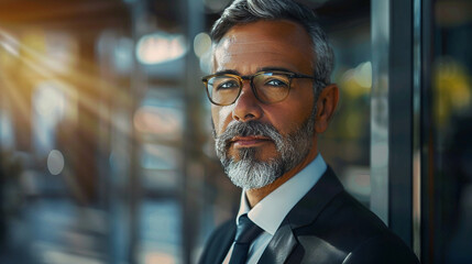 Mature Middle-Aged Black Businessman In Corporate Office, Portrait. Suitable For Business, Management, Leadership, And Diversity Themes.