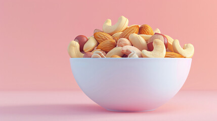 Nutty Delight: Pristine White Bowl Overflowing with Vibrant Mixed Nuts