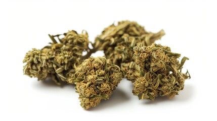 Close-up view of dried cannabis flower bud