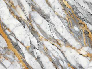 Expensive finishing material for sophisticated interior design. Natural artwork of gold and grey lines on white marble surface creating fascinating pattern