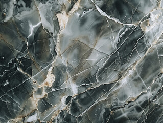 Elegant texture of broken marble in grey and white tones used for wall decoration. Amazing stone surface with natural pattern of fractures and beige stains blending in unique ornaments