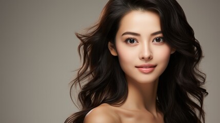 Naklejka premium Beautiful Asian woman with healthy skin and hair