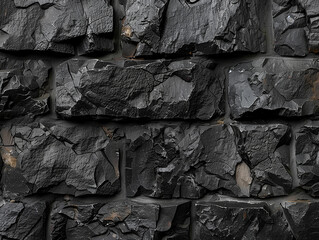 Harsh brick wall made of natural rock and carrying sense of sturdiness. Coarse look of massive granite blocks with chipped surface creating unique texture