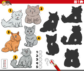 finding shadows game with cartoon cats animal characters