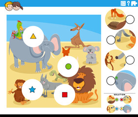 match the pieces game with cartoon wild animals