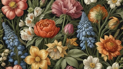 vintage botanical flower bunch