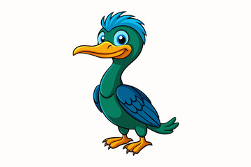 cormorant bird cartoon vector illustration