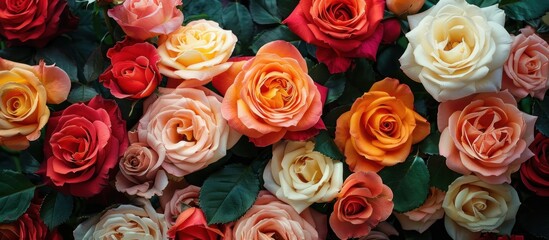 Fototapeta premium Colorful Roses Arranged on Table