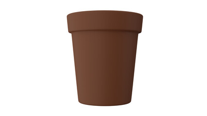 Brown clay flower pot isolated on transparent and white background. Garden concept. 3D render