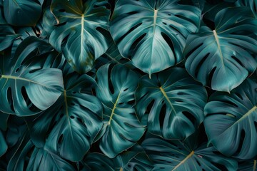 tropical leaves on a dark background - Generative AI. Beautiful simple AI generated image in 4K, unique.