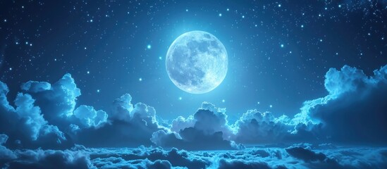 Full Moon Illuminating Sky Above Clouds
