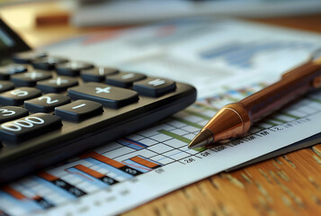 Fototapeta premium calculator and pen. accounting. 