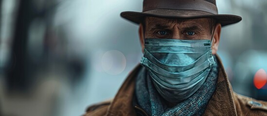 Man Wearing Hat and Face Mask - obrazy, fototapety, plakaty