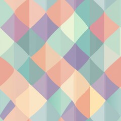 Obraz premium Pastel-colored geometric design with interlocking diamond shapes in shades of pink, blue, green, and beige. Template for textiles for bed linen., wrapping paper.