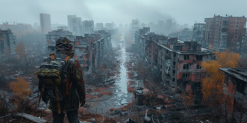 destroyed city after earthquake Generative AI