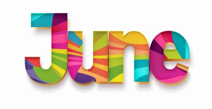 colorful text "June" on a white background, with a white color font Generative AI