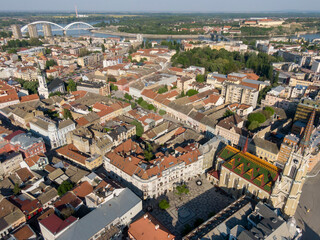 Fototapeta na wymiar Above central part of Novi Sad, Serbia
