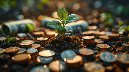 plant growing from stones