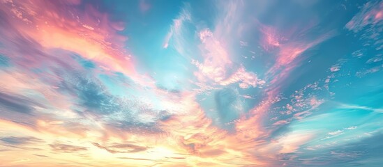 a colorful sunset casting its warm hues - obrazy, fototapety, plakaty